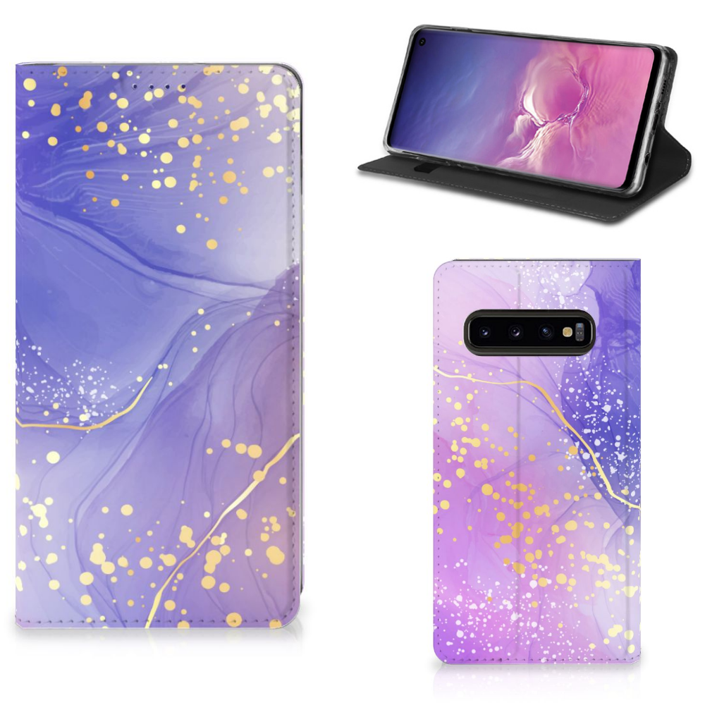 Samsung Galaxy S10 Bookcase voor Samsung Galaxy S10 Watercolor Paars aanzicht design