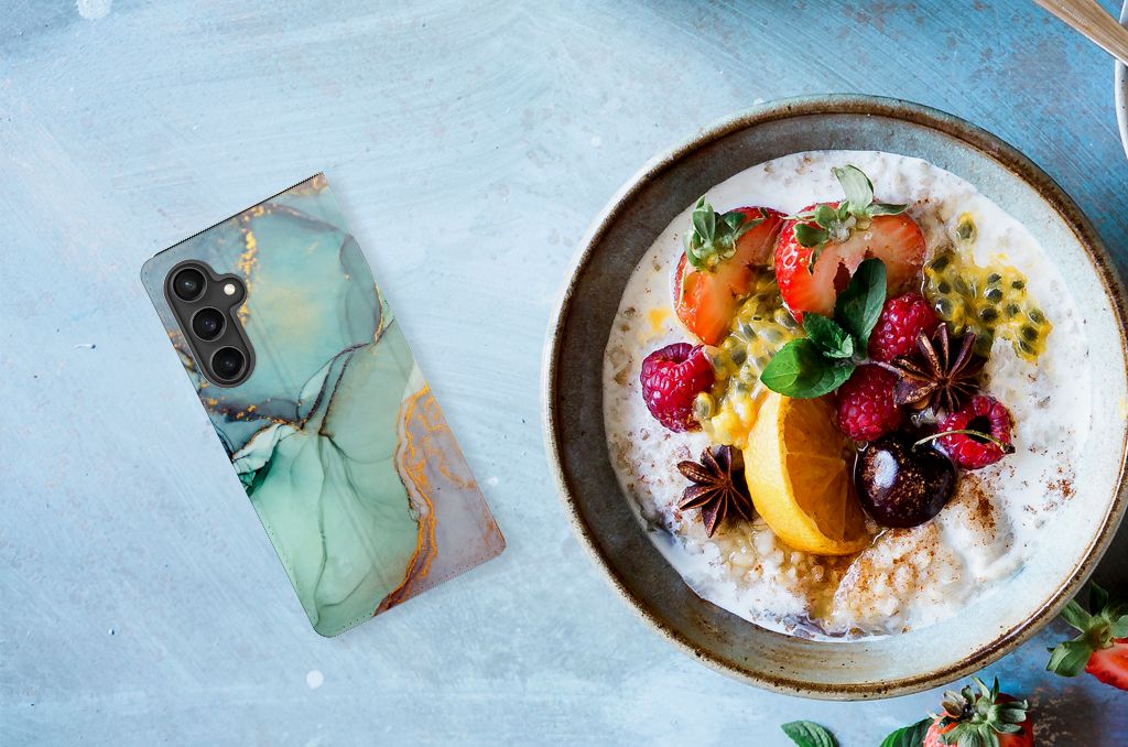 Samsung Galaxy S23 FE Bookcase Watercolor Mix bovenaanzicht