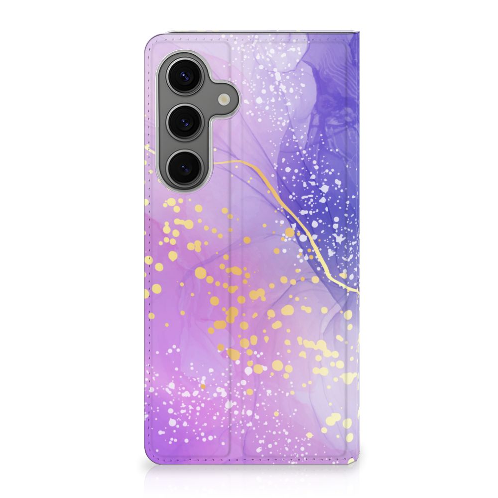 Samsung Galaxy S25 Plus Bookcase Watercolor Paars voorkant