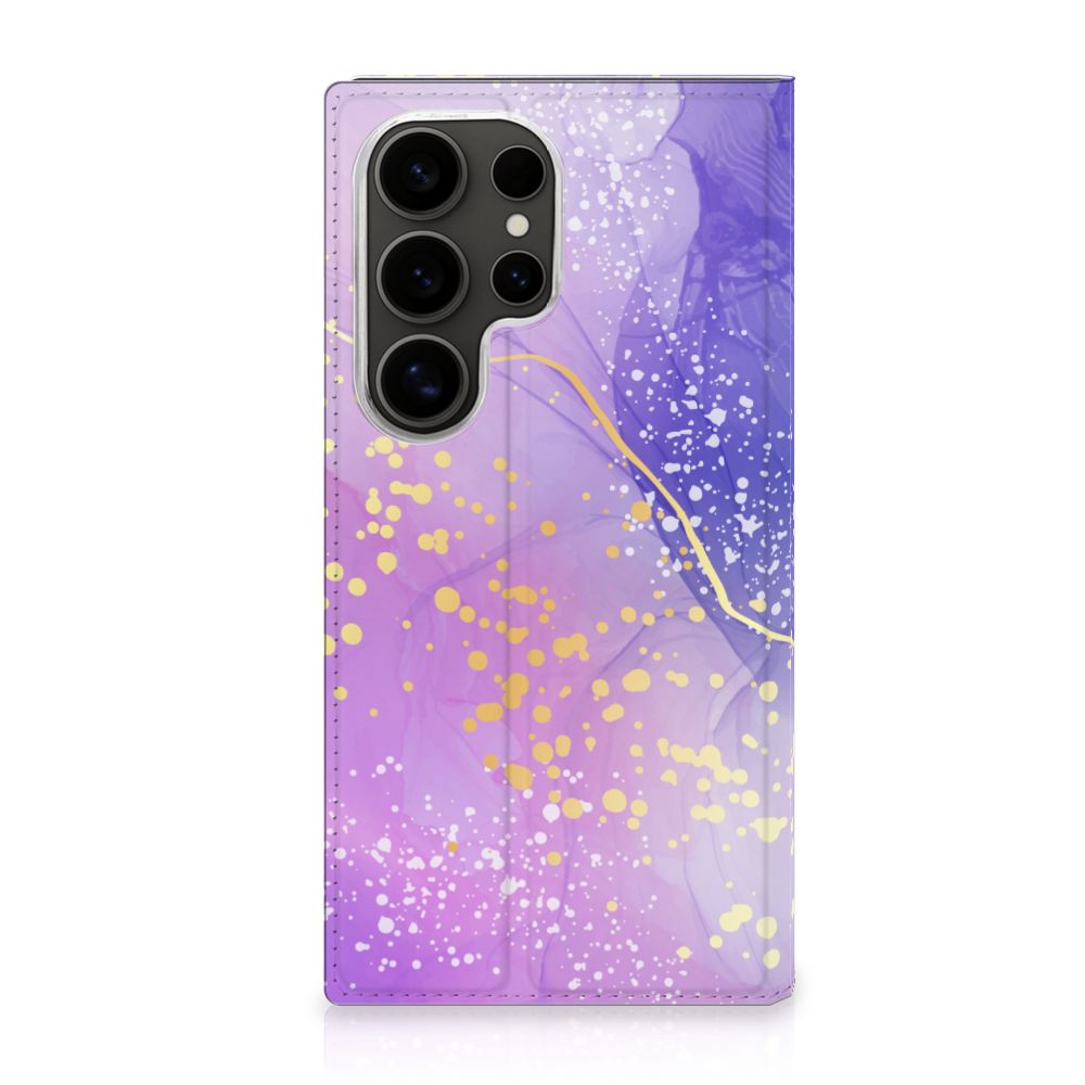 Samsung Galaxy S25 Ultra Bookcase Watercolor Paars voorkant