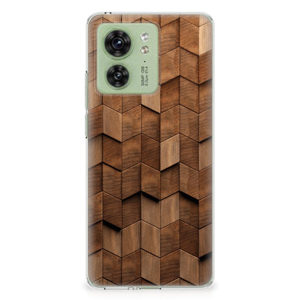 Motorola Edge 40 Bumper Hoesje voor Motorola Edge 40 Wooden Cubes achterkant