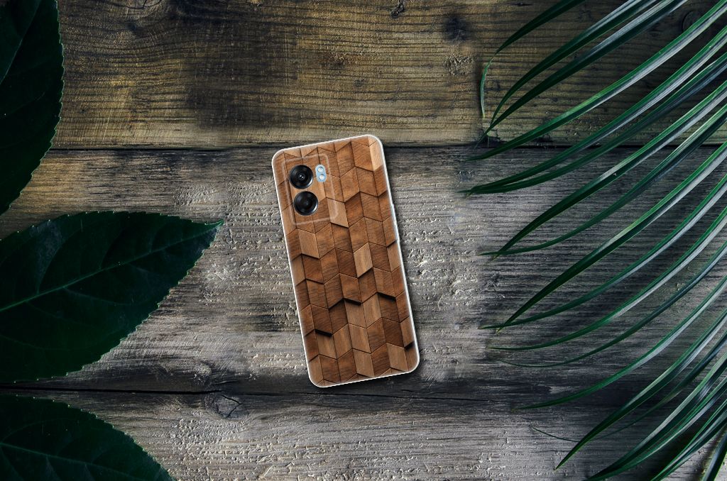 Bumper Hoesje voor OPPO A77 | A57 5G Wooden Cubes