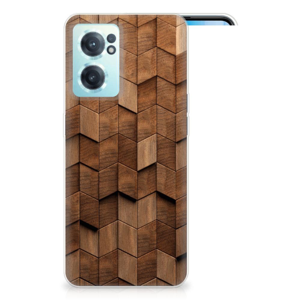OnePlus Nord CE 2 5G Bumper Hoesje Wooden Cubes achteraanzicht