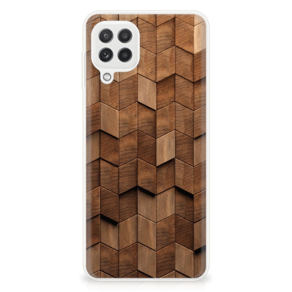 Samsung Galaxy A22 4G Bumper Hoesje M22 Wooden Cubes achterkant