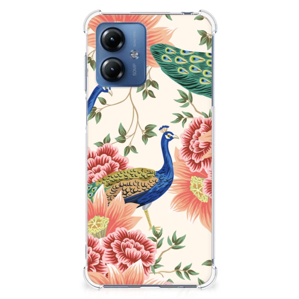 Case Anti-shock voor Motorola Moto G14 Pink Peacock B2C Telecom