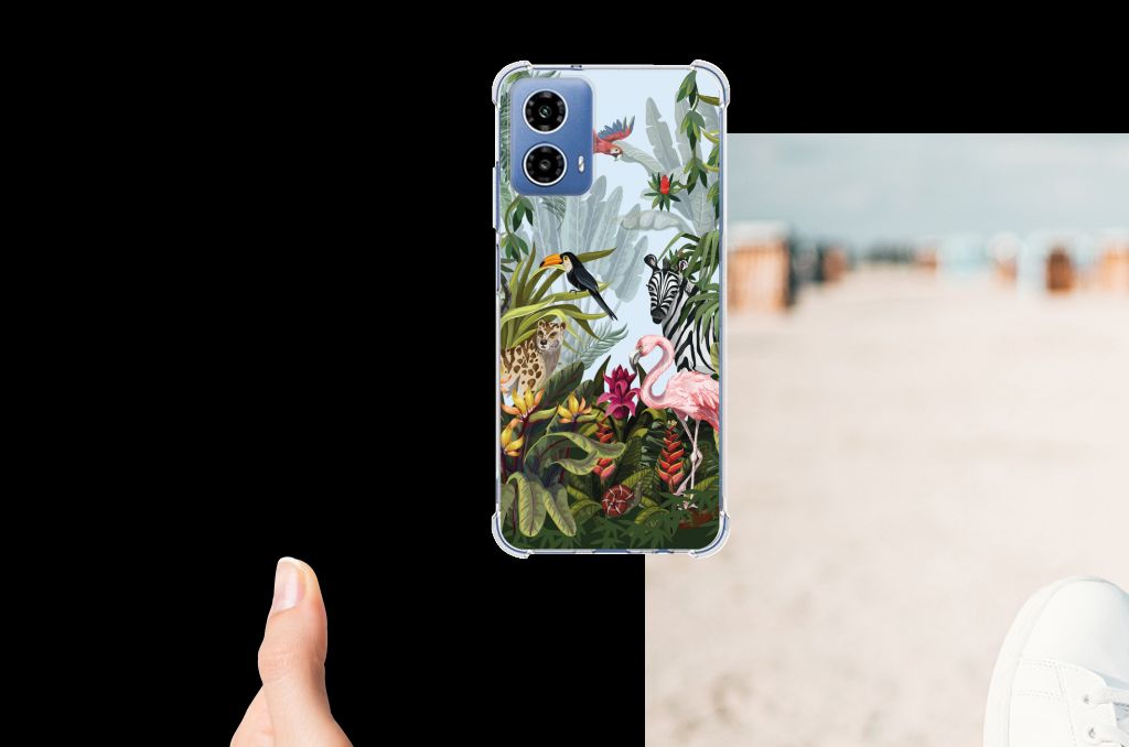 Motorola Moto G34 Case Anti-shock Jungle dieren flora aanzicht
