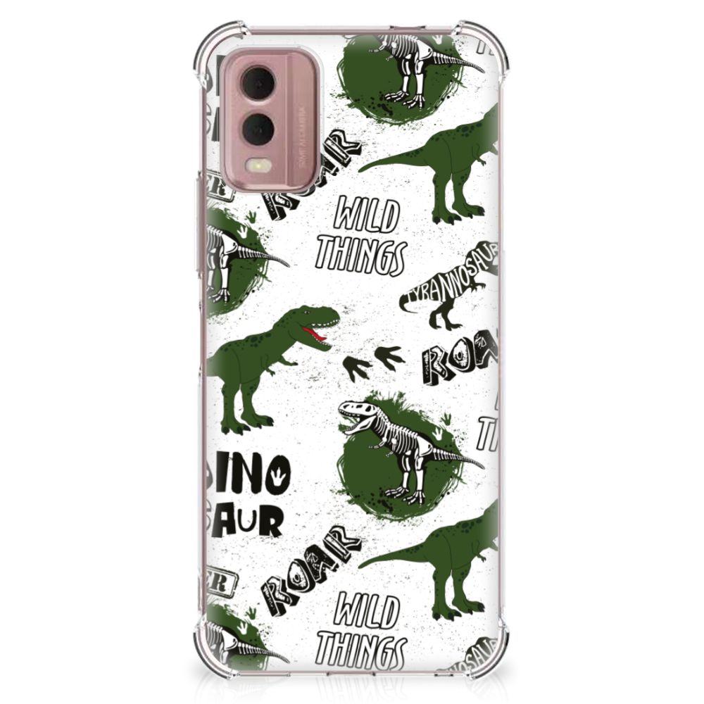 Nokia C32 Case Anti-shock Dinosaurus achteraanzicht