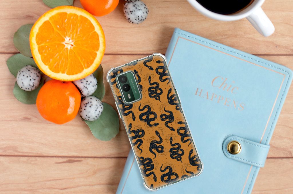 Case Anti-shock voor Nokia XR21 Snakes slangen design bovenaanzicht