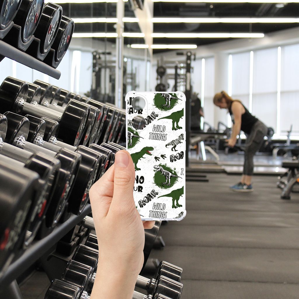 Case Anti-shock voor OPPO A58 | A78 5G Dinosaurus dino design hand gym gewichthef