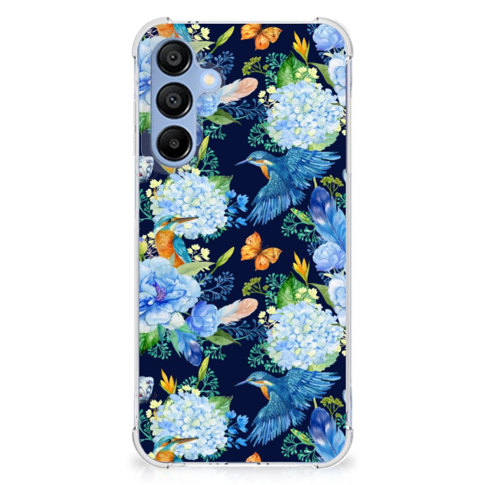 Samsung Galaxy A16 Case Anti-shock IJsvogel bloemen design voorkant