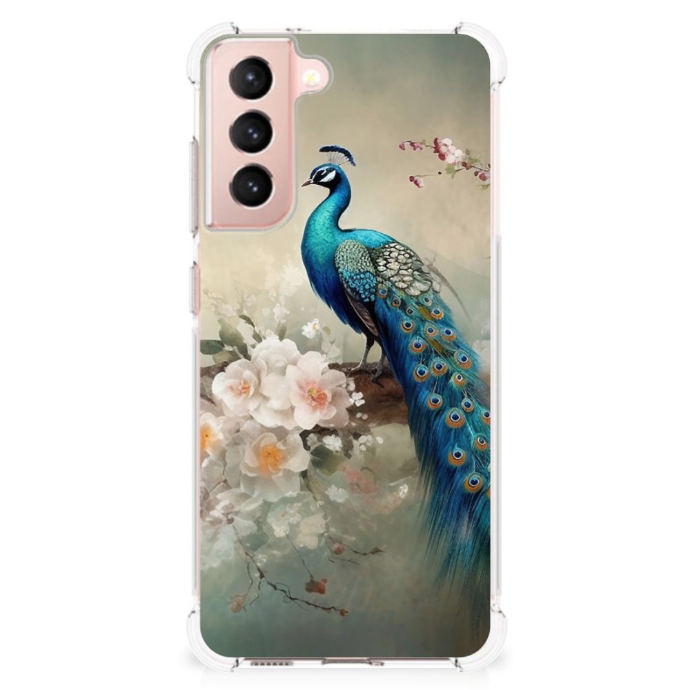 Case Anti-shock voor Samsung Galaxy S21 FE Vintage Pauwen B2C Telecom