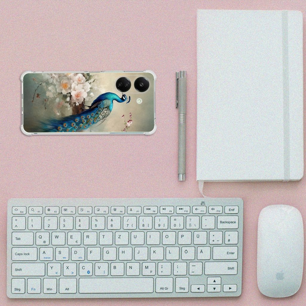 Case Anti-shock voor Xiaomi Redmi 13C 4G Vintage Pauwen