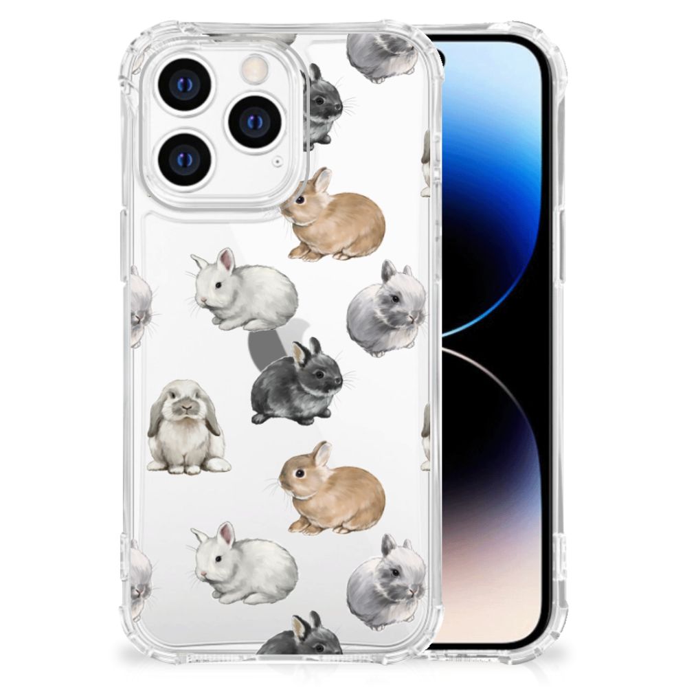 Case Anti-shock voor iPhone 14 Pro Konijntjes konijnen schattig design voorkant