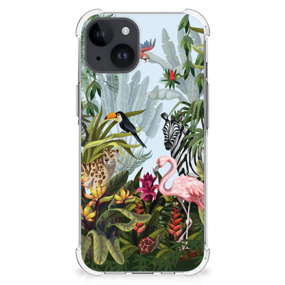 iPhone 15 Plus Case Anti-shock Jungle tropisch dieren ontwerp