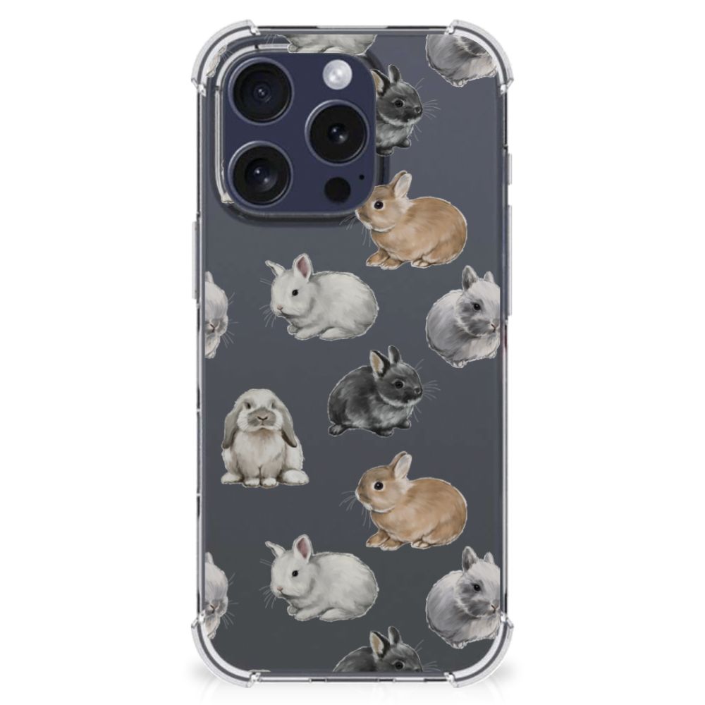 Case Anti-shock voor iPhone 16 Pro Konijntjes konijnen ontwerp achterkant