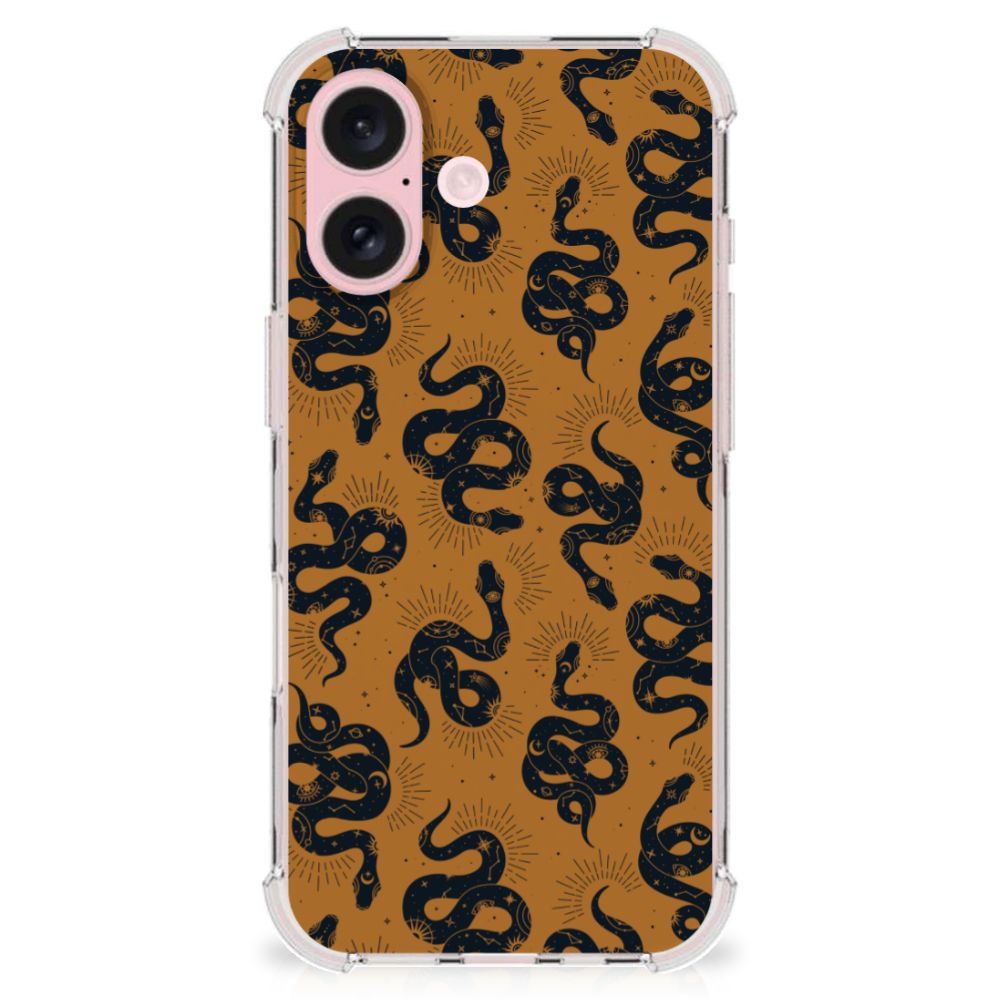Case Anti-shock voor iPhone 16 Snakes slangen design achterkant