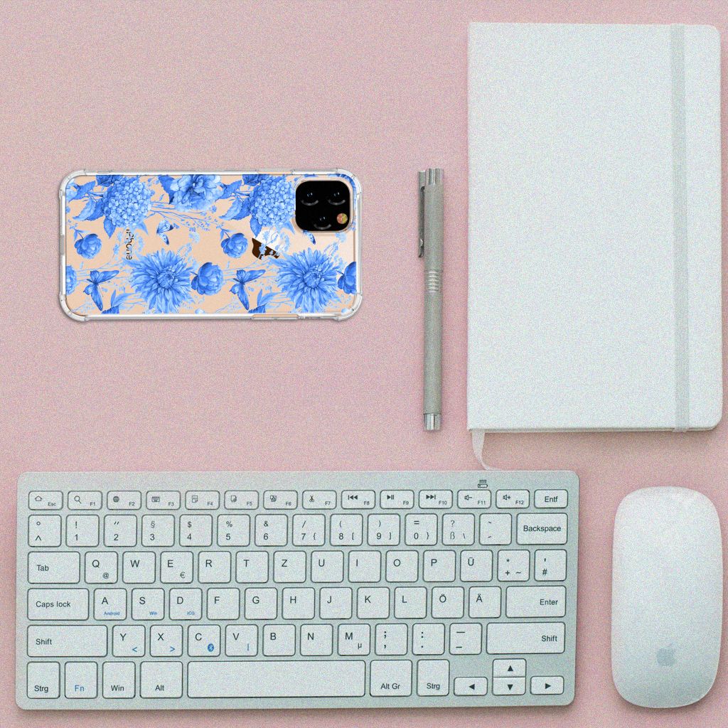 Case voor Apple iPhone 11 Pro Max Flowers Blue B2C Telecom