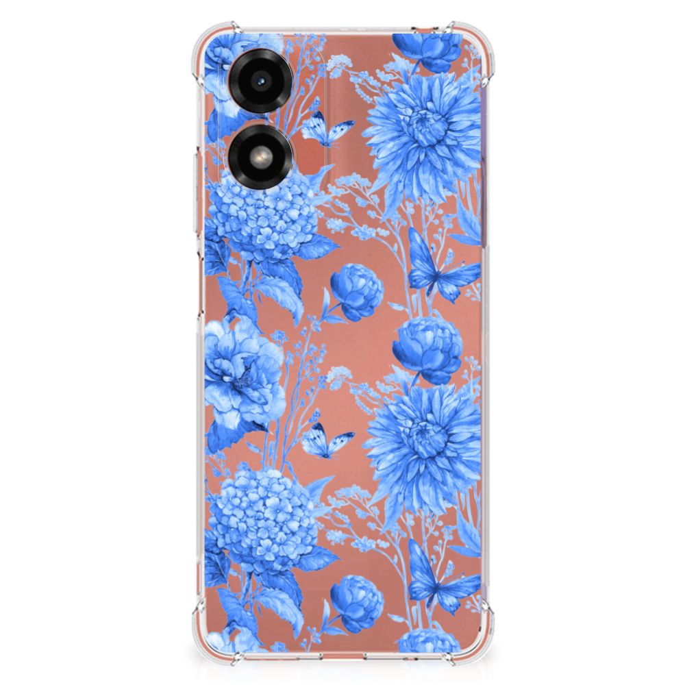 Case voor Motorola Moto G24 | G24 Power | G04 Flowers Blue achterkant bloemen design