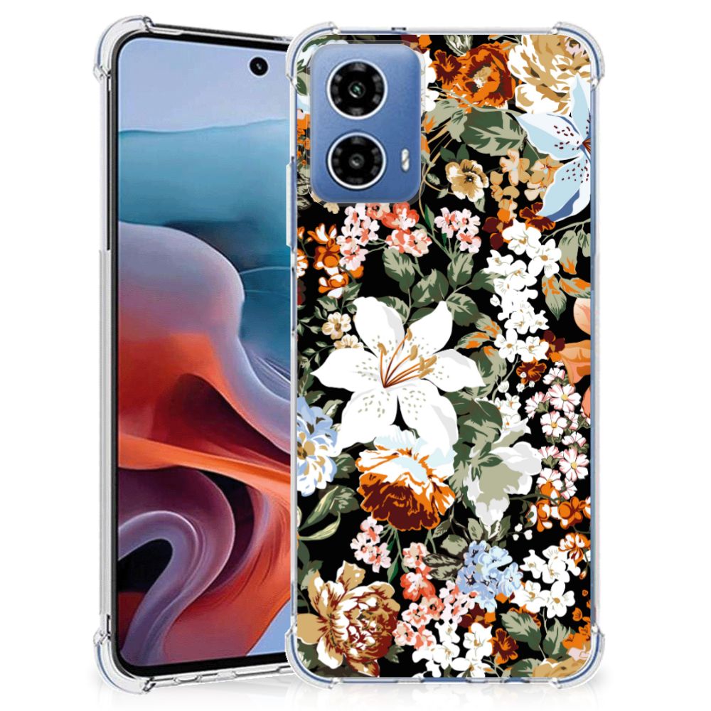 Case voor Motorola Moto G34 Dark Flowers B2C Telecom