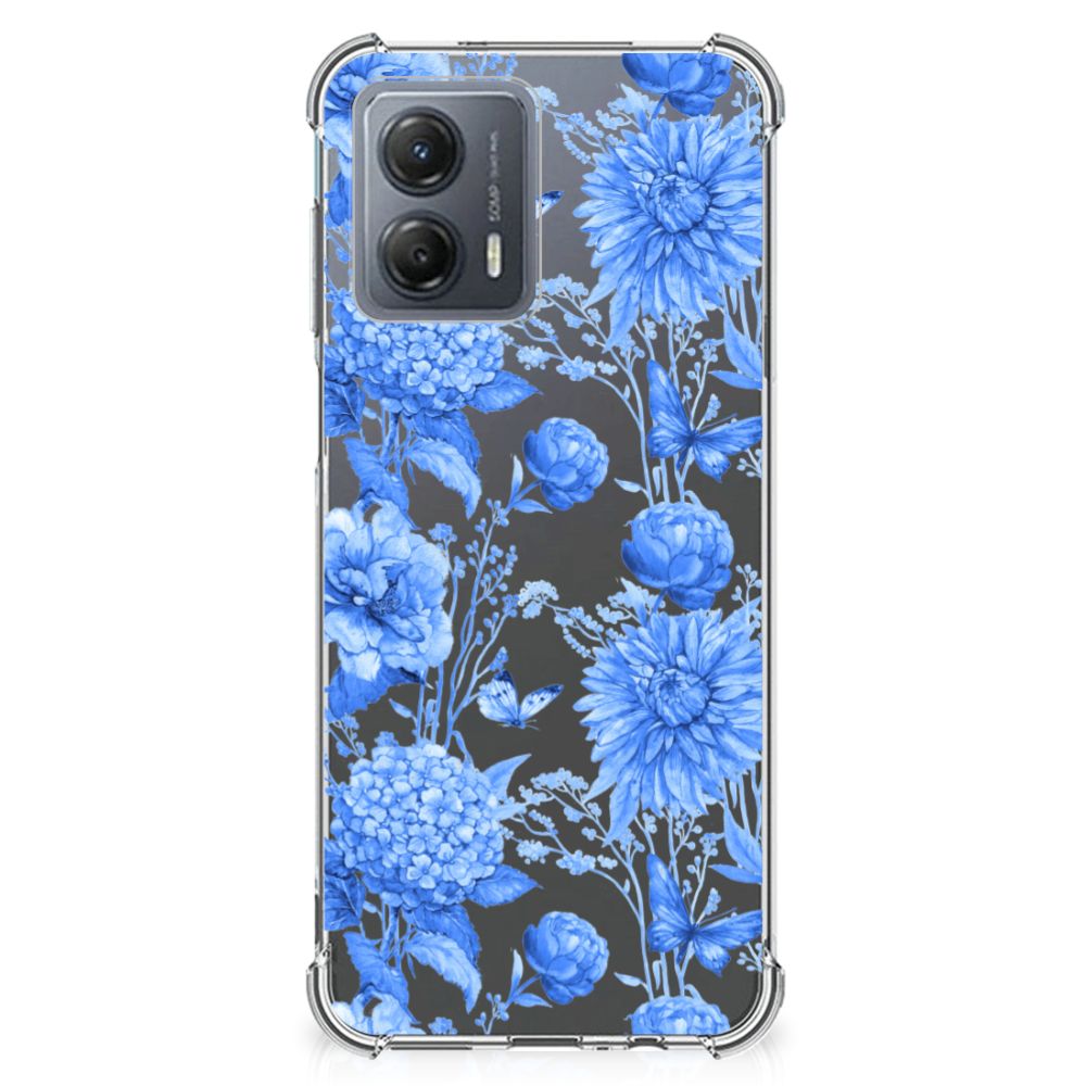 Case voor Motorola Moto G53 Flowers Blue B2C Telecom