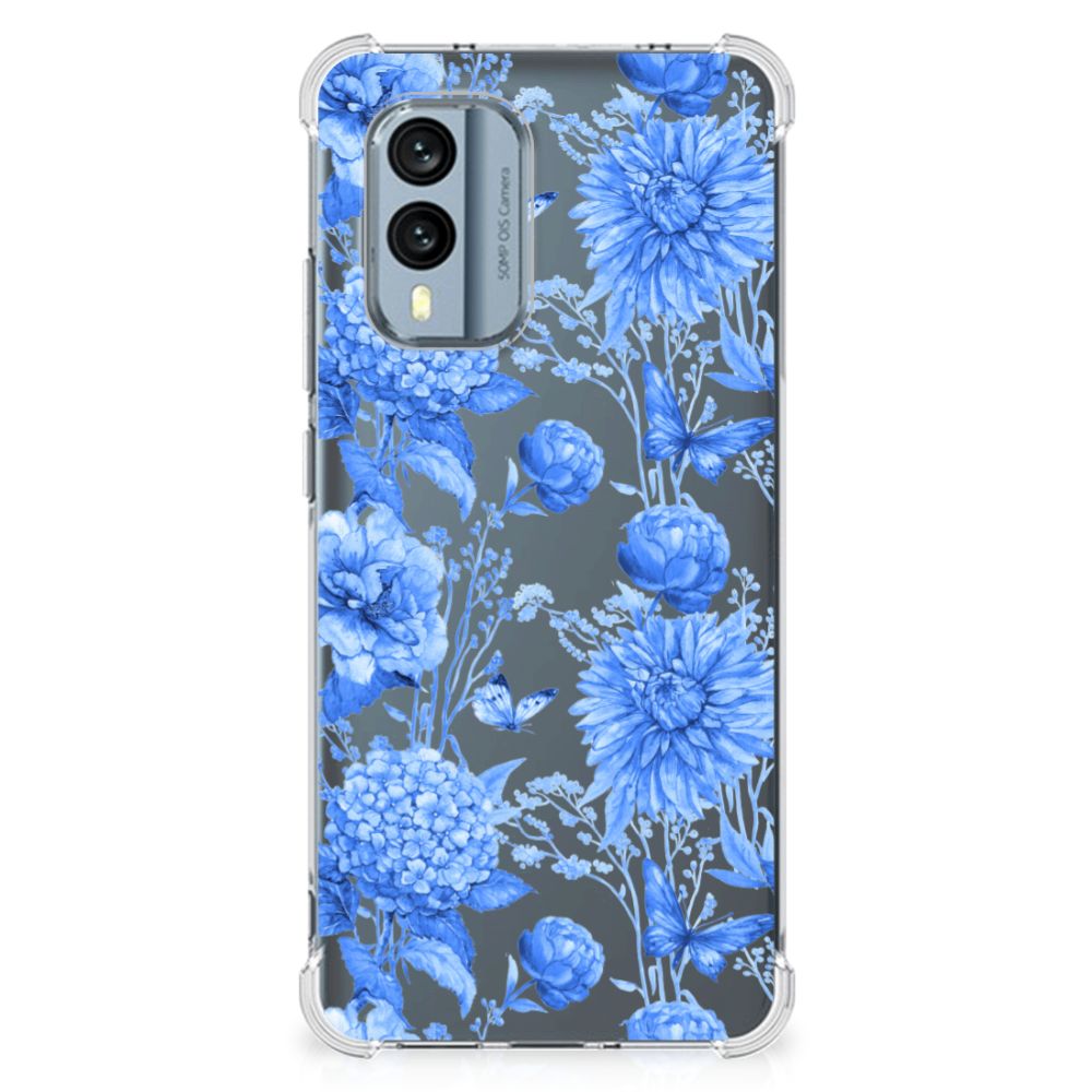 Case voor Nokia X30 Flowers Blue B2C Telecom