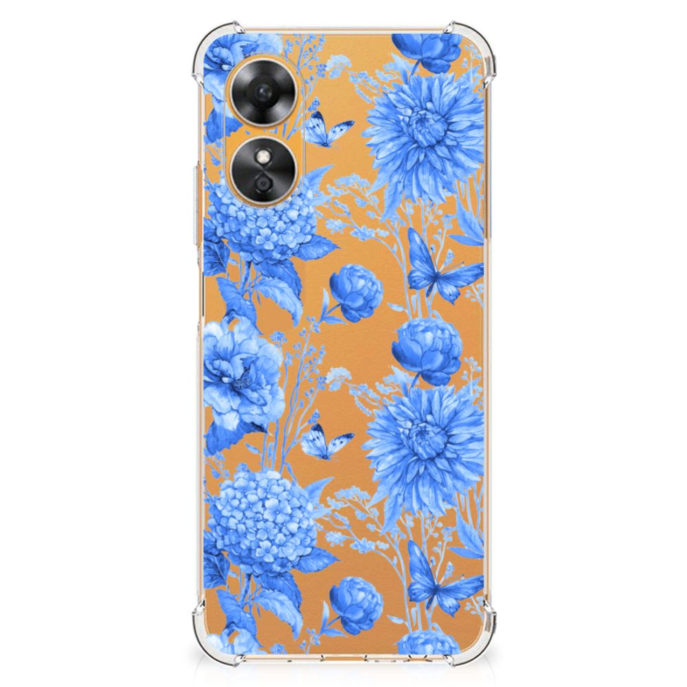 Case voor OPPO A17 Flowers Blue B2C Telecom