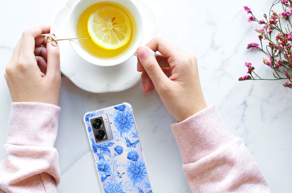 Case voor OPPO A77 5G | A57 5G Flowers Blue