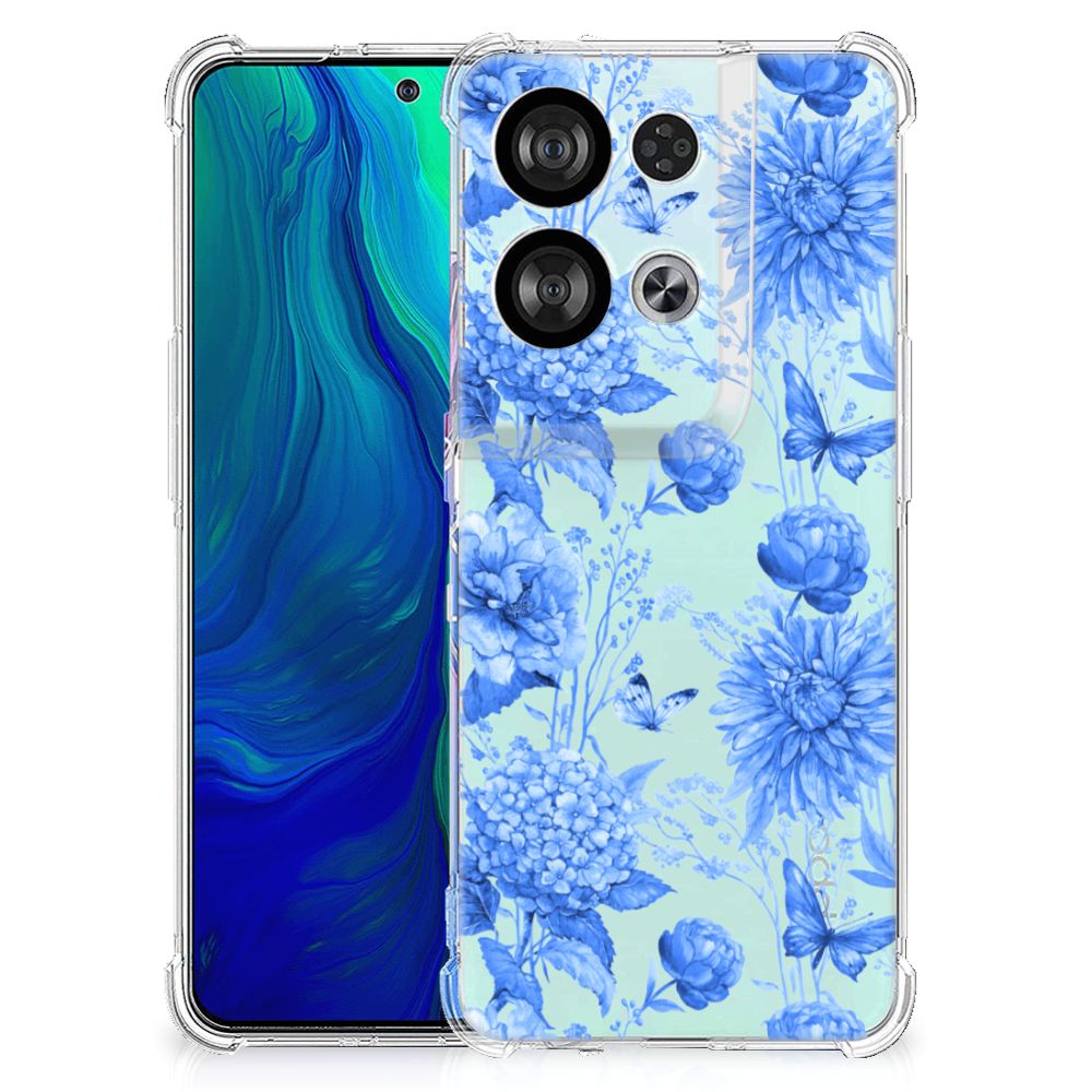 Case voor OPPO Reno8 Flowers Blue B2C Telecom
