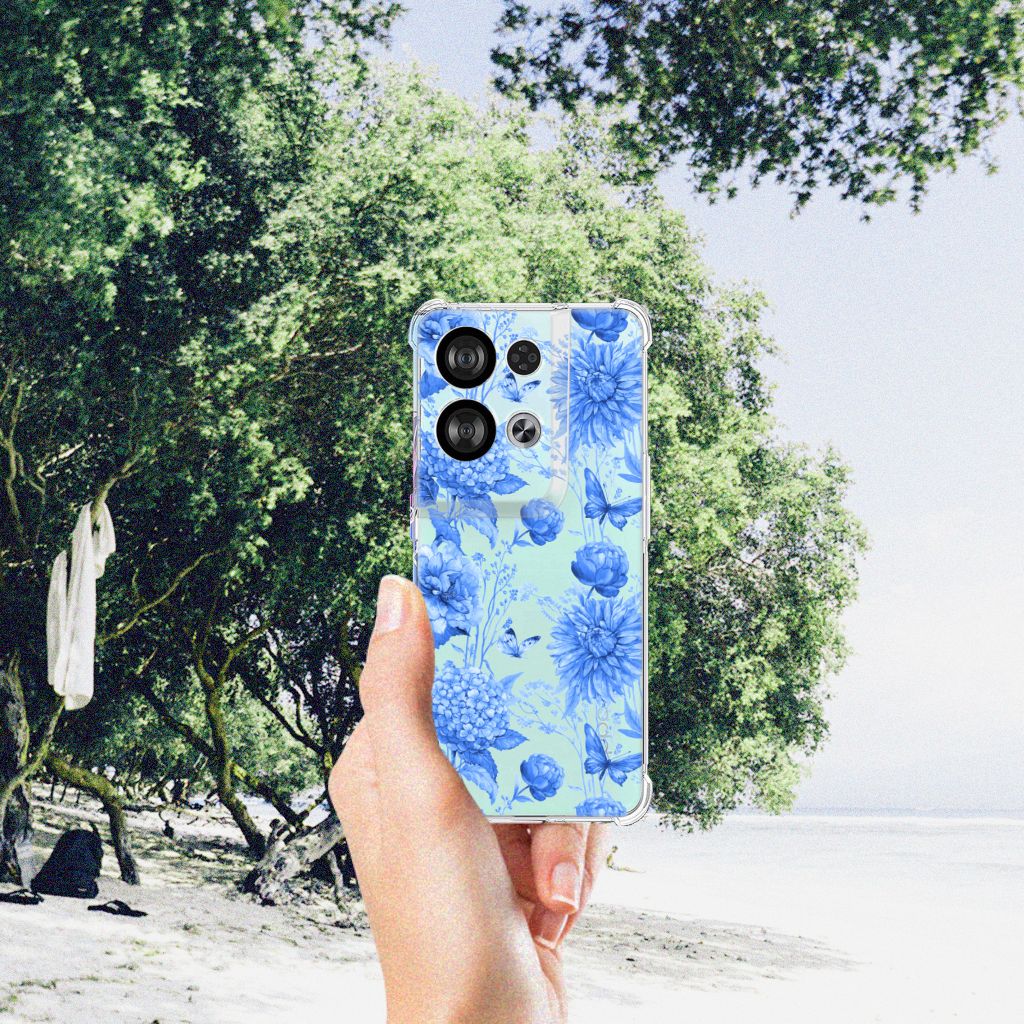 Case voor OPPO Reno8 Flowers Blue B2C Telecom