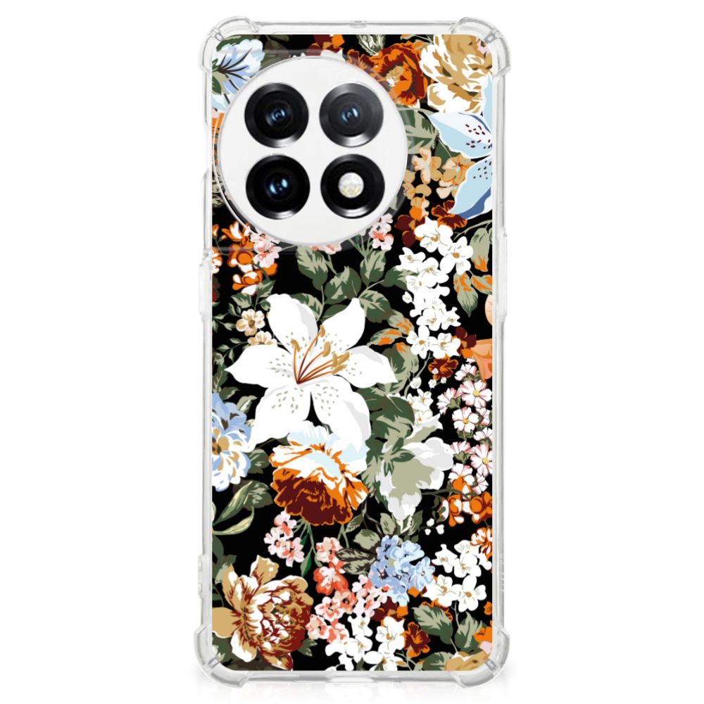 Case voor OnePlus 11 Dark Flowers bloemen hoesje achterkant