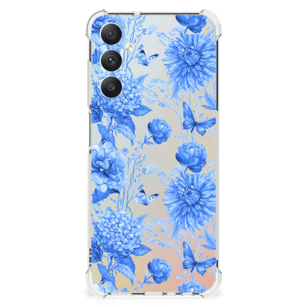 Samsung Galaxy A05s Case voor Samsung Galaxy A05s Flowers Blue achterzijde