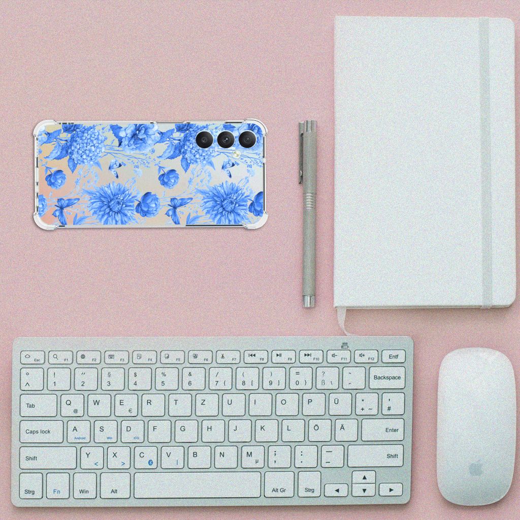 Samsung Galaxy A05s Case voor Samsung Galaxy A05s Flowers Blue bovenaanzicht