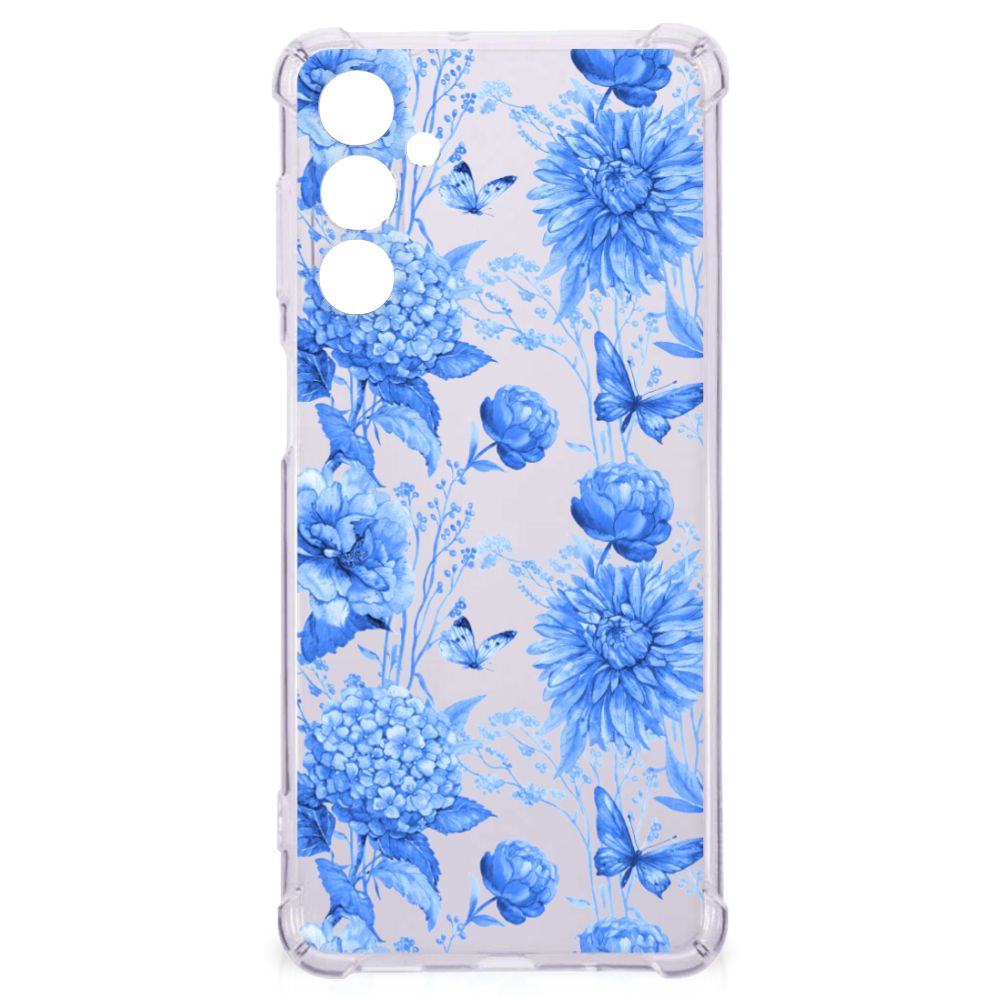 Samsung Galaxy M54 Case voor Samsung Galaxy M54 Flowers Blue aanzicht