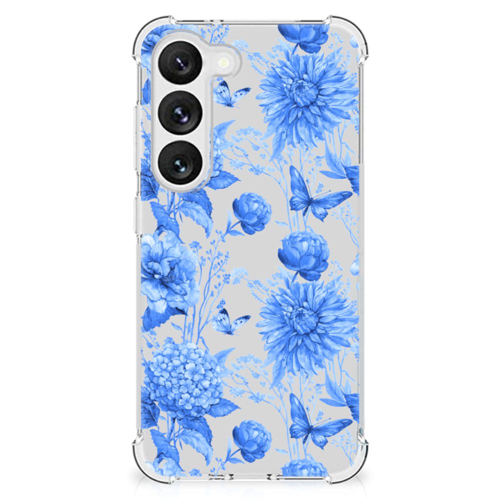 Case voor Samsung Galaxy S23 Flowers Blue B2C Telecom