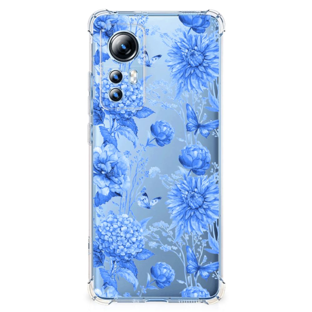 Xiaomi 12 Lite Case voor Xiaomi 12 Lite Flowers Blue design bloemen aanzicht