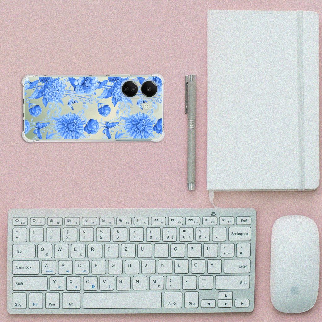 Case voor Xiaomi Redmi 13C 4G Flowers Blue