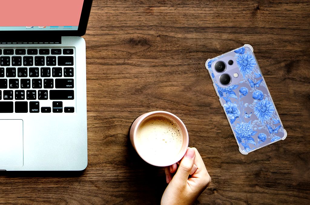 Case voor Xiaomi Redmi Note 13 4G Flowers Blue B2C Telecom