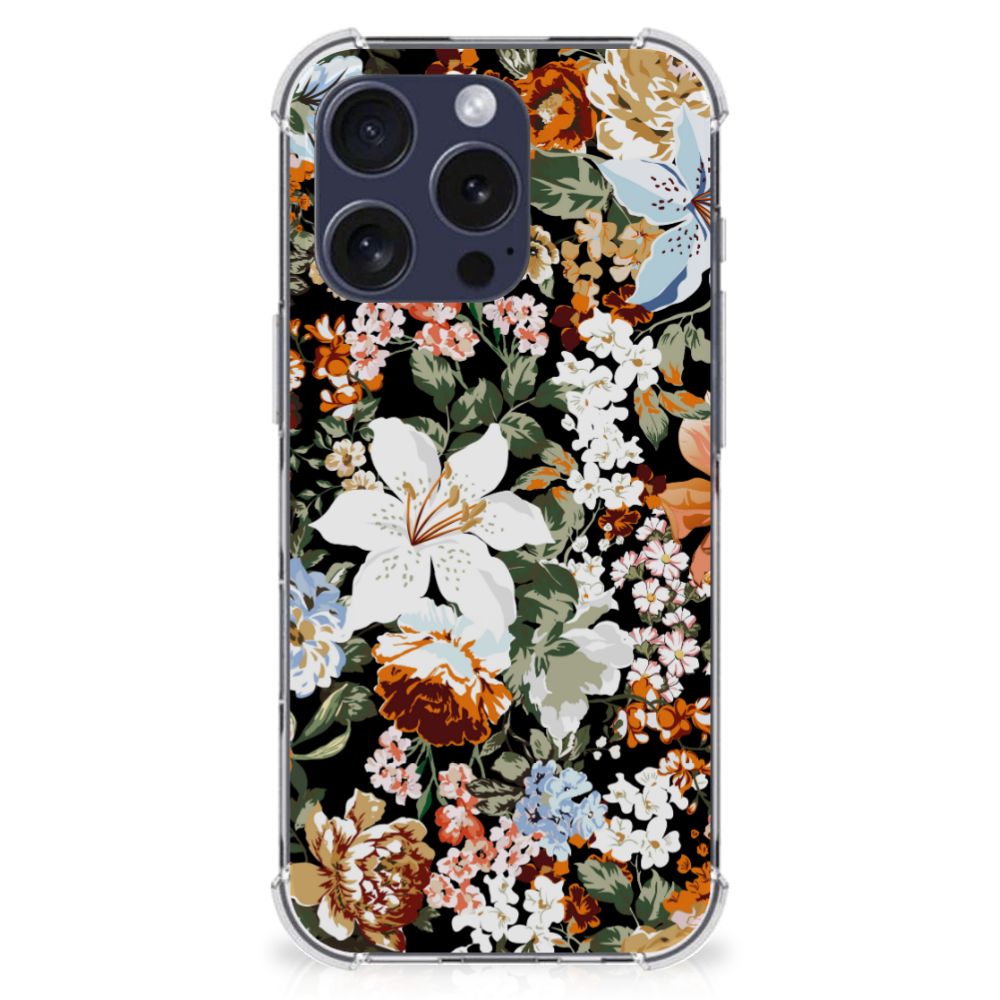 Apple iPhone 16 Pro Max Case voor iPhone 16 Pro Max Dark Flowers voorkant