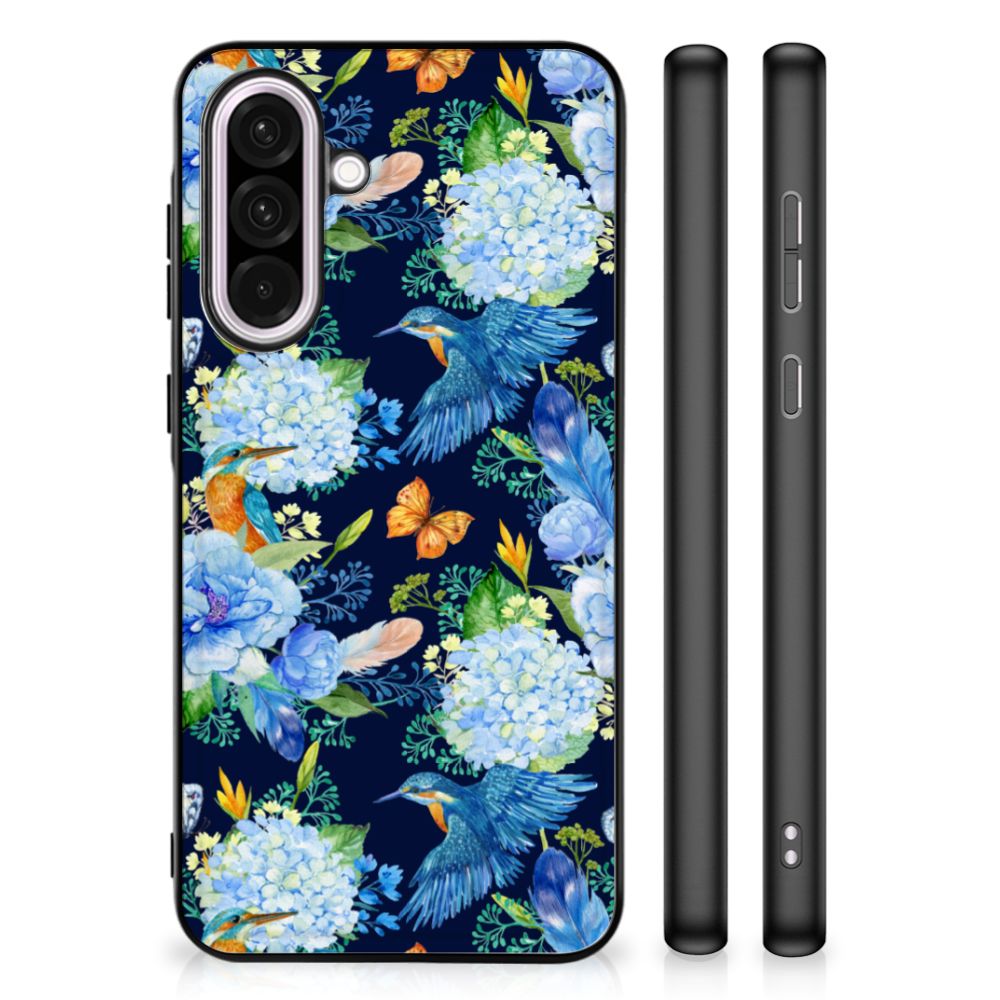 Samsung Galaxy A56 Dierenprint Telefoonhoesje IJsvogel bloemen zijkanten