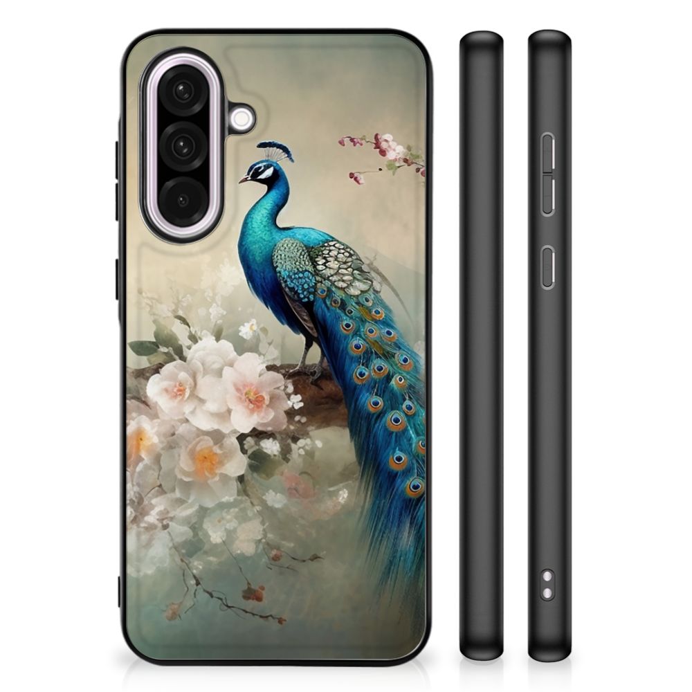 Samsung Galaxy A56 Dierenprint Telefoonhoesje Vintage Pauwen achteraanzicht zijkanten
