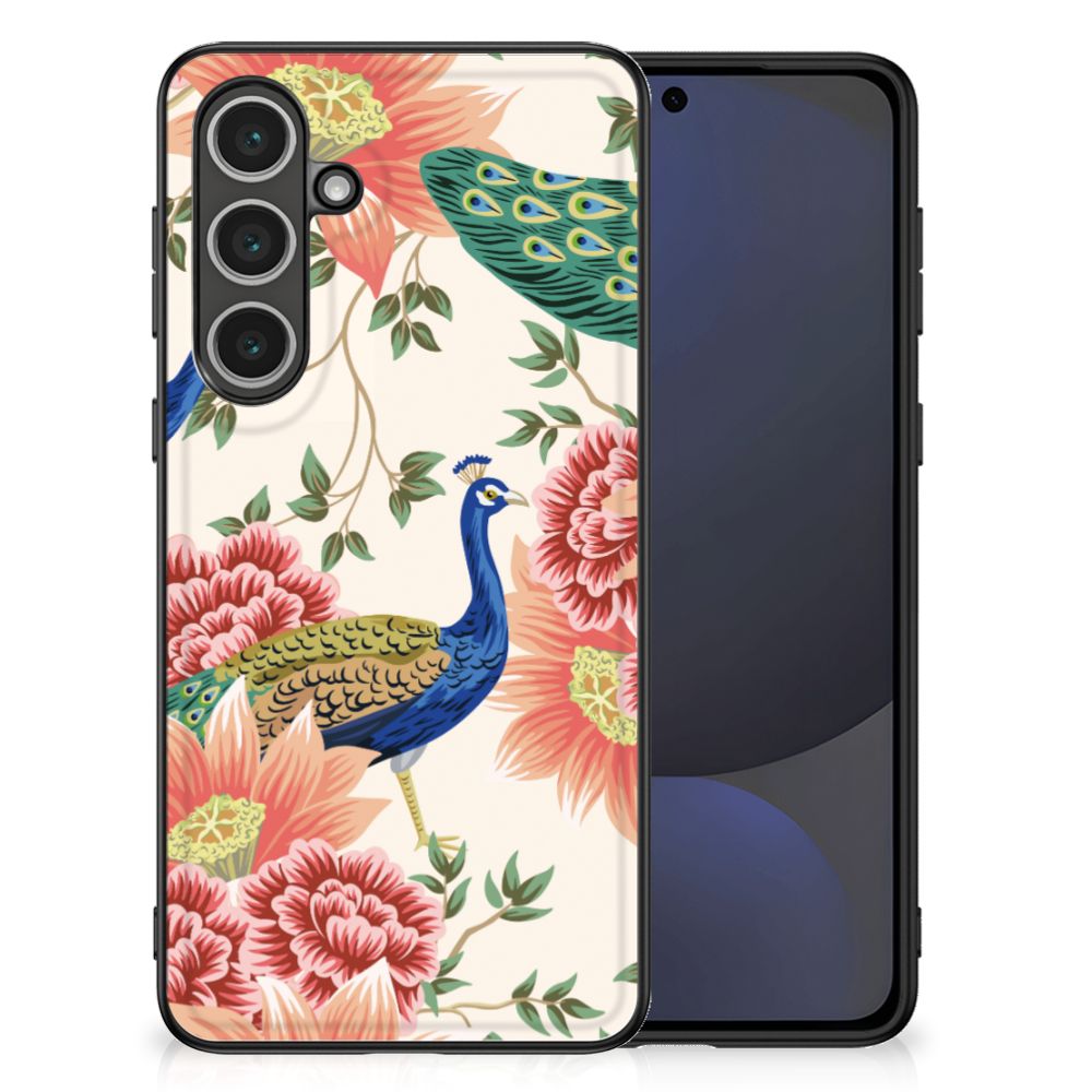 Samsung Galaxy S24 FE Dierenprint Telefoonhoesje Pink Peacock voorkant