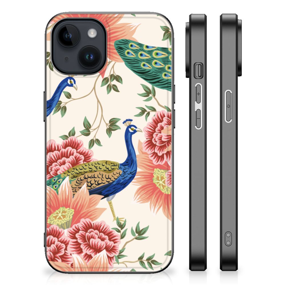 Dierenprint Telefoonhoesje voor iPhone 15 Plus Pink Peacock B2C Telecom