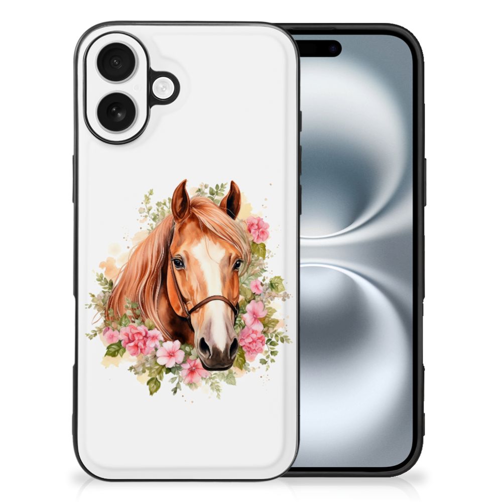 Dierenprint Telefoonhoesje voor iPhone 16 Paard design paard voorkant