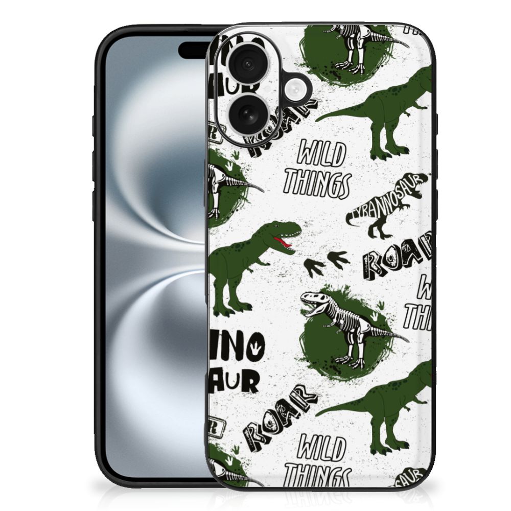 Dierenprint Telefoonhoesje voor iPhone 16 Plus Dinosaurus dino design achterkant