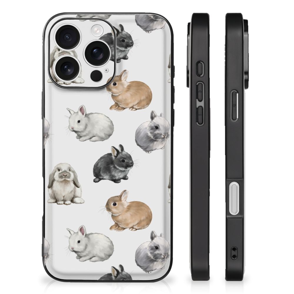 Dierenprint Telefoonhoesje voor iPhone 16 Pro Konijntjes konijntjes design achterkant