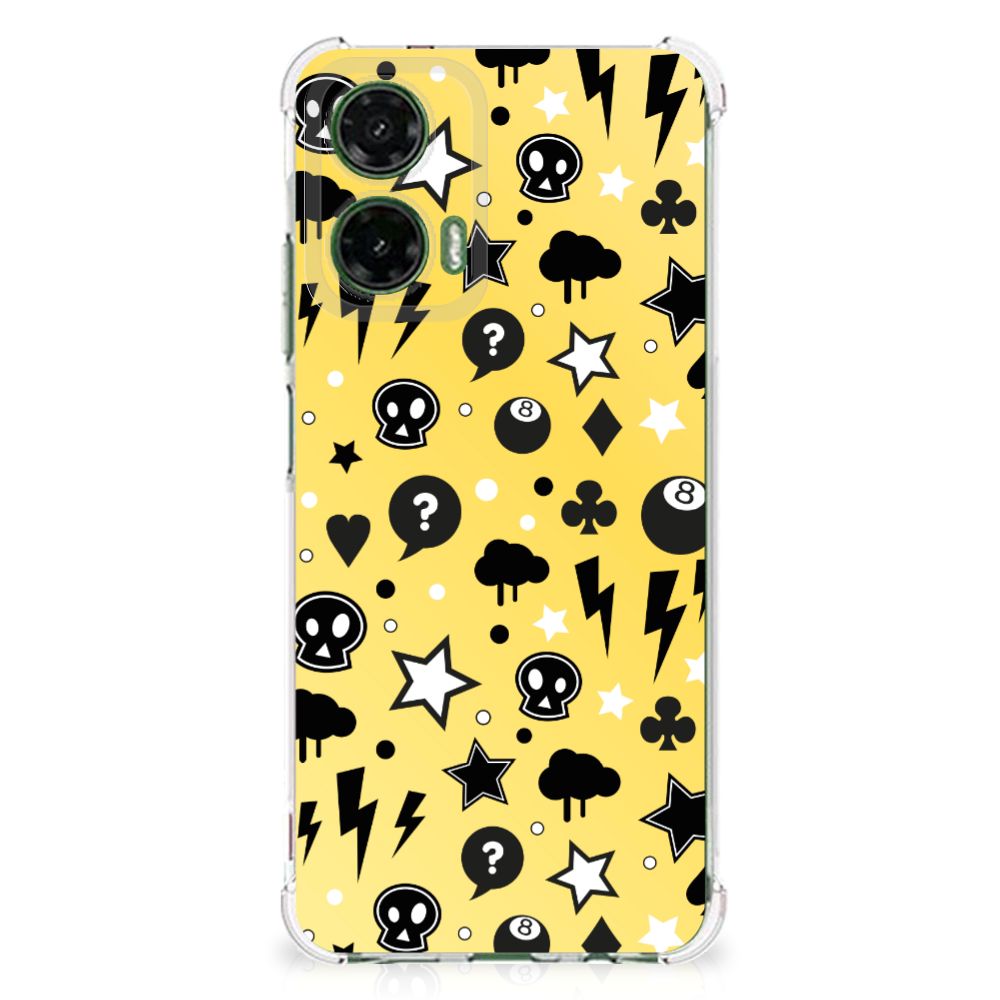 Extreme Case Motorola Moto G35 Punk Geel smartphonehoesje punk design achteraanzicht