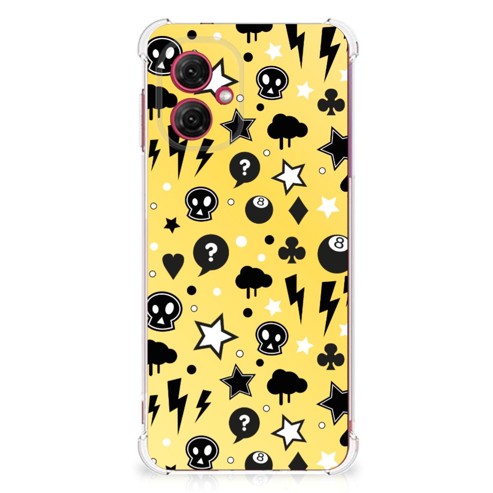 Extreme Case Motorola Moto G55 Punk Geel telefoonhoesje design punk geel achteraanzicht