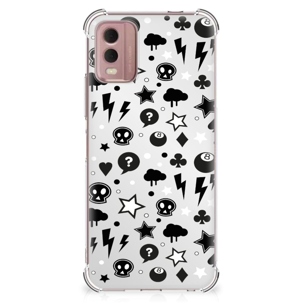 Extreme Case Nokia C32 Silver Punk telefoonhoesje design zwart wit