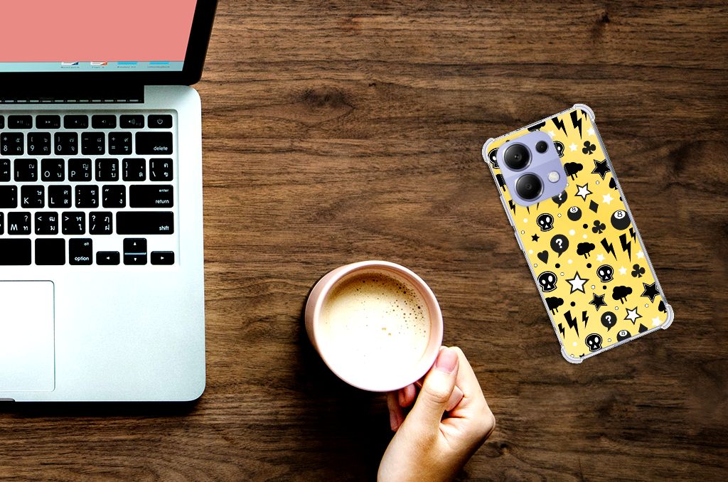 Extreme Case Xiaomi Redmi Note 13 4G Punk Geel telefoonhoesje bovenaanzicht