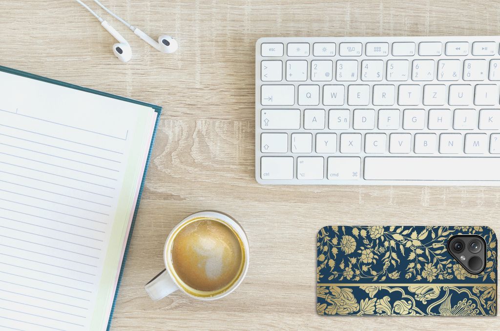 Fairphone 5 Smart Cover Beige Flowers design hoesje aanzicht